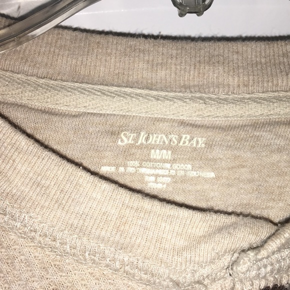 ❌❌SOLD STRIPED TAN BEACHY HENLEY LONG SLEEVE - Picture 7 of 8